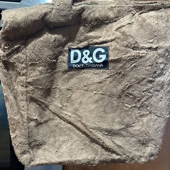 Dolce & Gabbana Faux fur Brown shopper Tote Bag